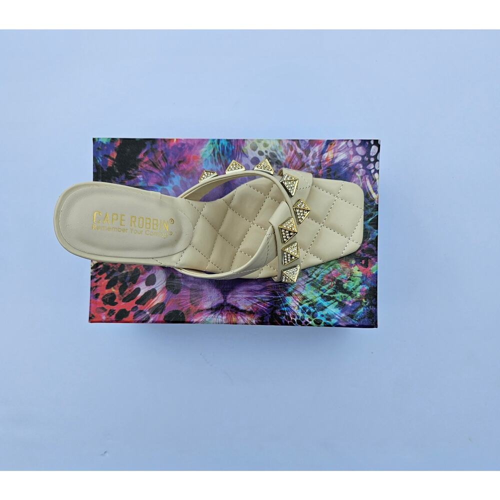 Cape Robbin Melina Off White/Bling Stiletto High Heel Sandal Women's Size 7